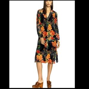 Johnny Was Renna Burnout Midi Floral Shift Dress Medium New